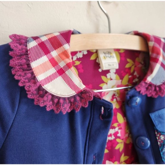 Wildflowers boutique 4 jacket over coat layer lace trim navy gold yellow - Picture 3 of 12